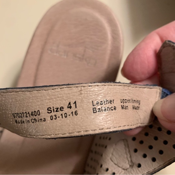 Dansko Blue Wedge Sandals with Cross-Strap Design - Picture 6 of 9